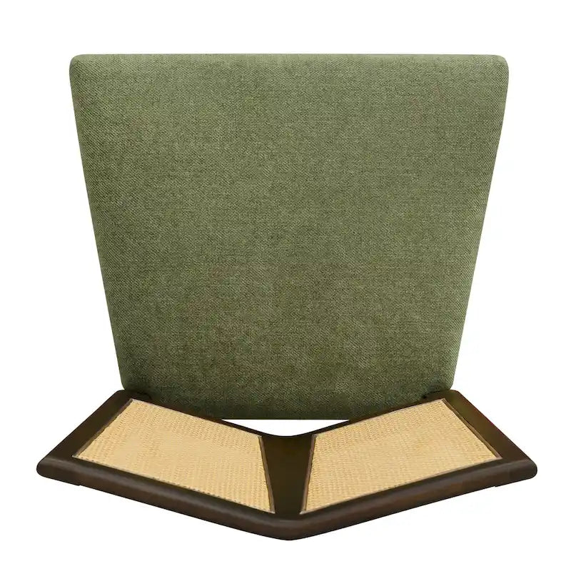 Chaise de salle à manger capitonnée avec dossier en rotin style Mid-Century