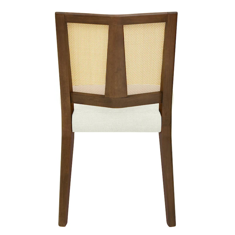 Chaise de salle à manger capitonnée avec dossier en rotin style Mid-Century