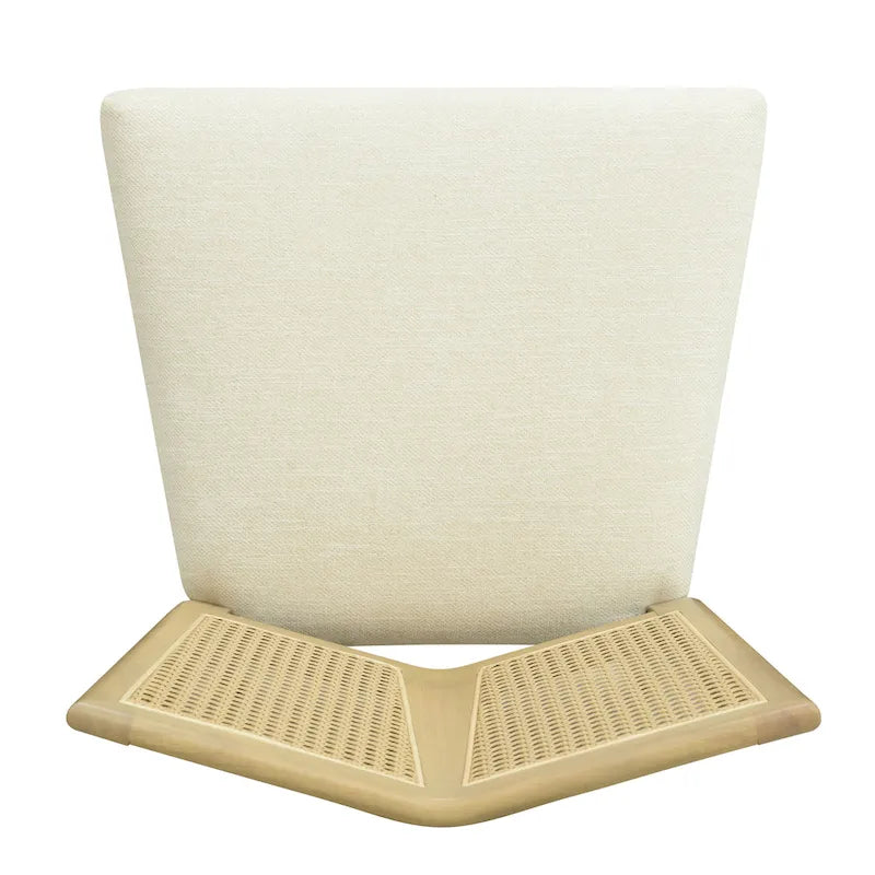 Chaise de salle à manger capitonnée avec dossier en rotin style Mid-Century