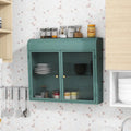 Armoire de rangement murale en métal à 2 portes avec portes et étagères en verre trempé