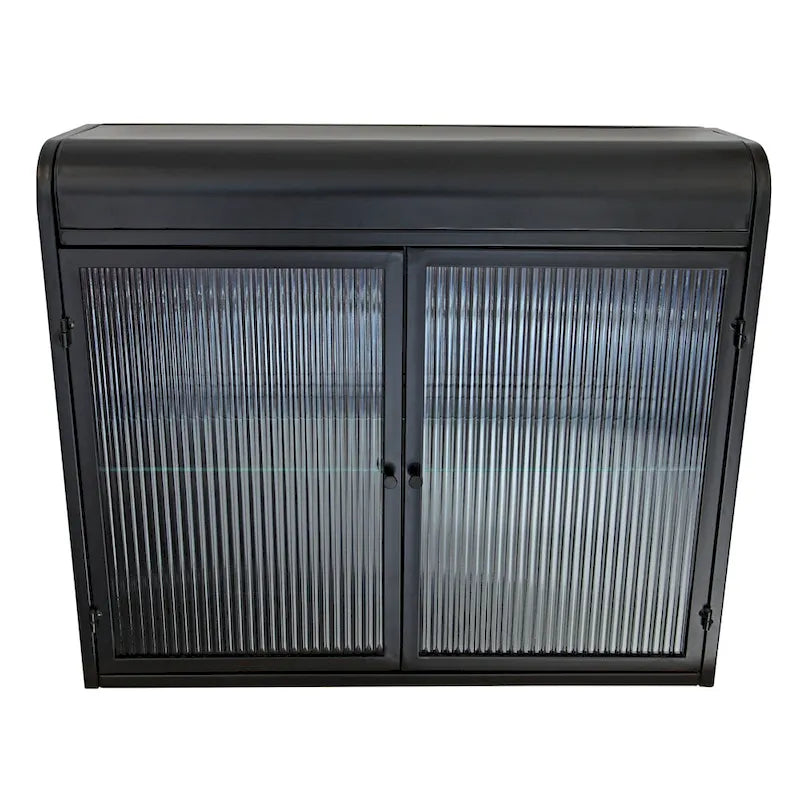 Armoire de rangement murale en métal à 2 portes avec portes et étagères en verre trempé
