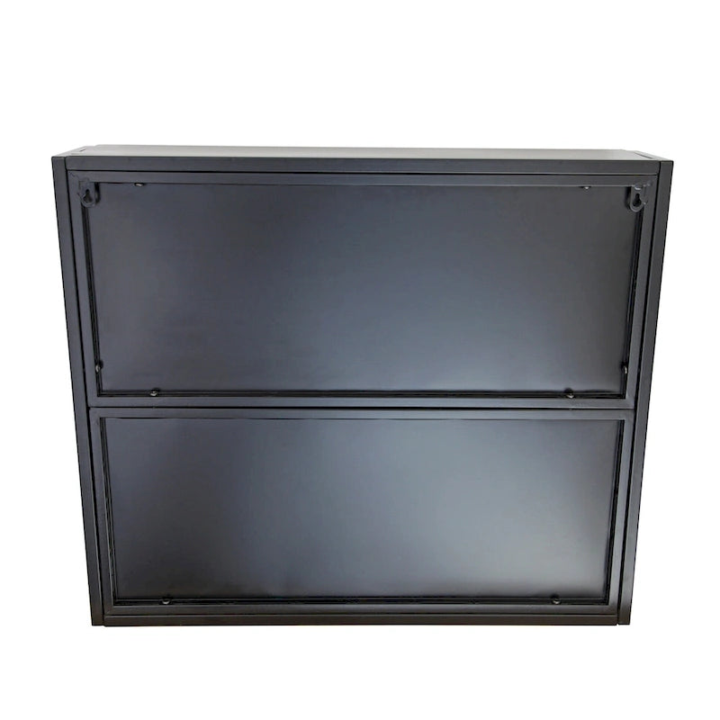 Armoire de rangement murale en métal à 2 portes avec portes et étagères en verre trempé