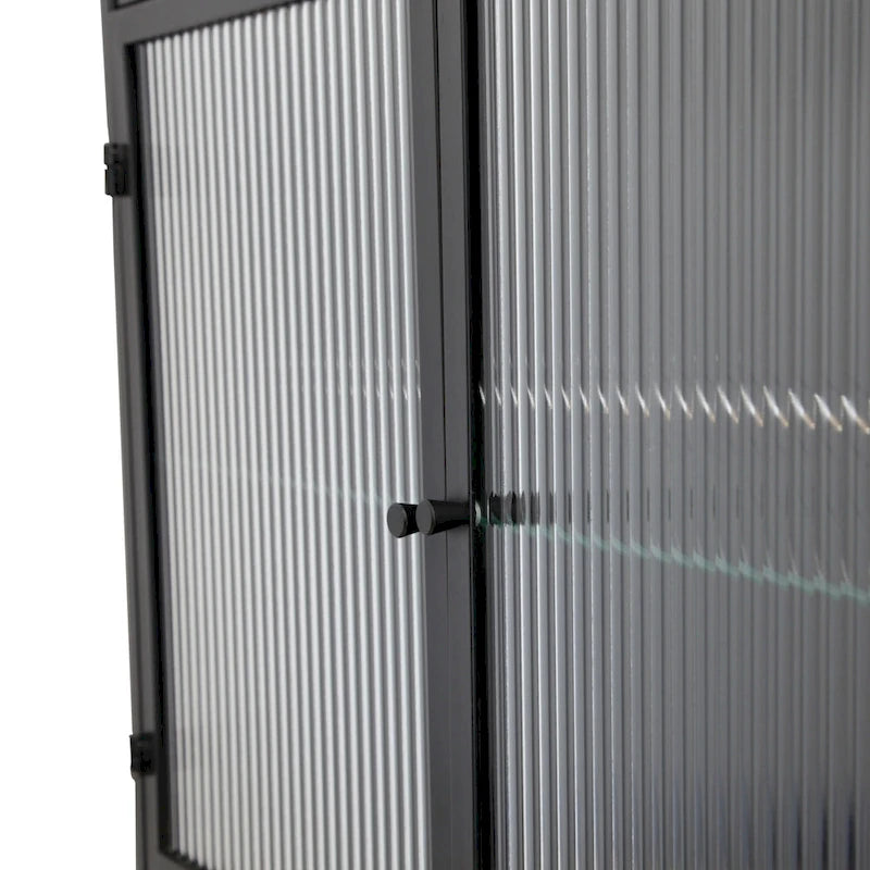 Armoire de rangement murale en métal à 2 portes avec portes et étagères en verre trempé