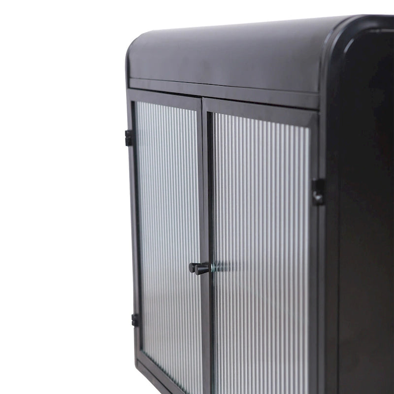 Armoire de rangement murale en métal à 2 portes avec portes et étagères en verre trempé