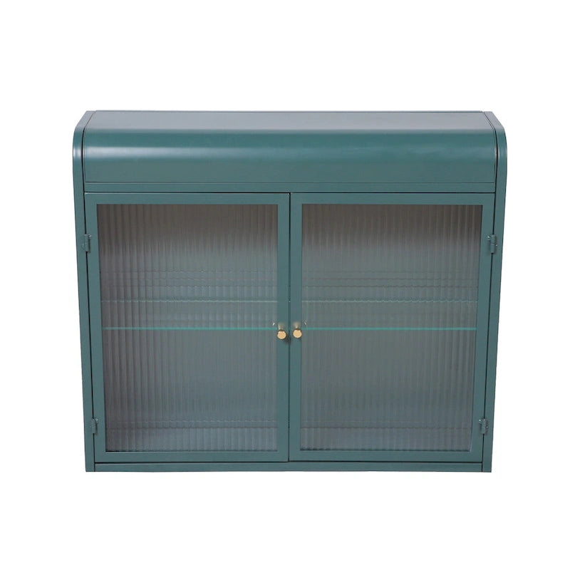Armoire de rangement murale en métal à 2 portes avec portes et étagères en verre trempé