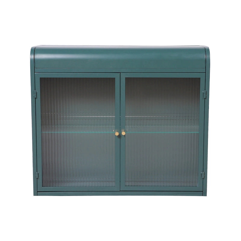 Armoire de rangement murale en métal à 2 portes avec portes et étagères en verre trempé