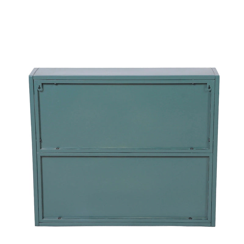 Armoire de rangement murale en métal à 2 portes avec portes et étagères en verre trempé