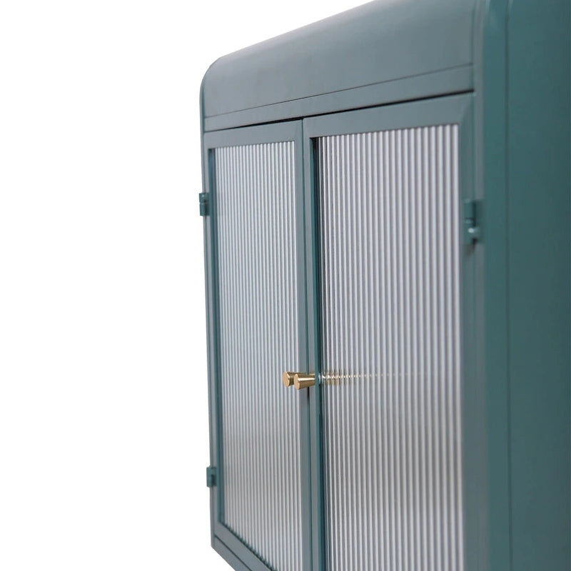 Armoire de rangement murale en métal à 2 portes avec portes et étagères en verre trempé