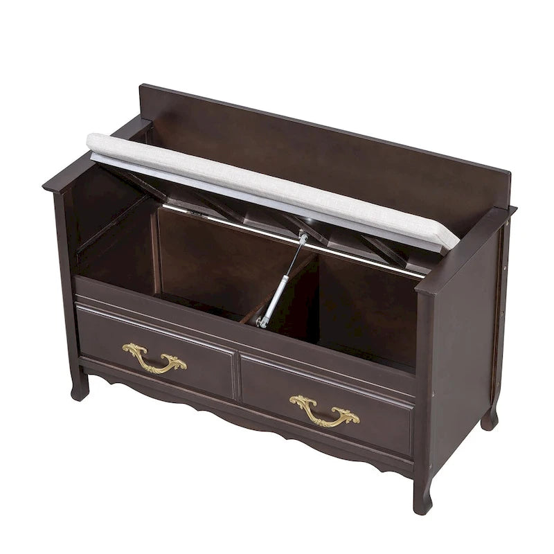 Banc de rangement pour entrée avec coussin amovible