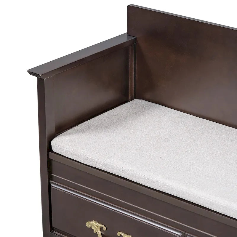 Banc de rangement pour entrée avec coussin amovible