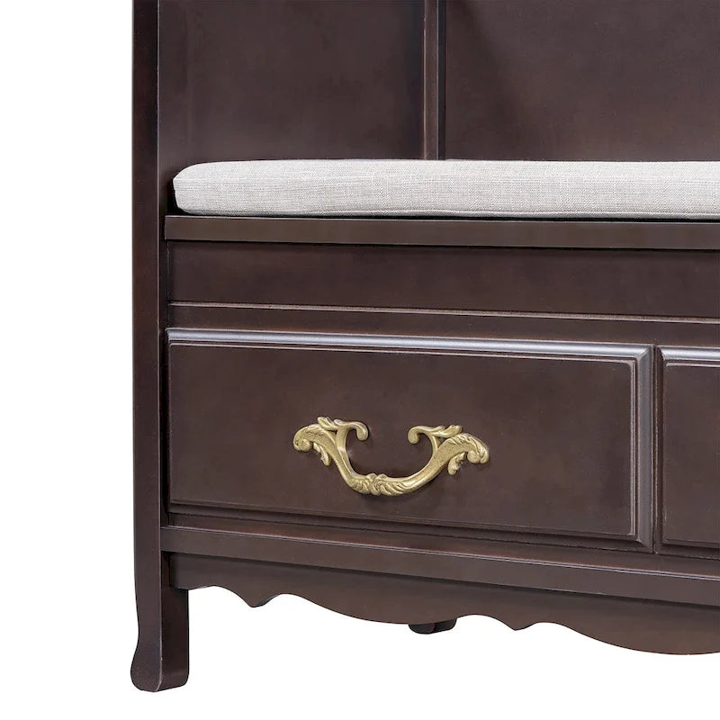 Banc de rangement pour entrée avec coussin amovible