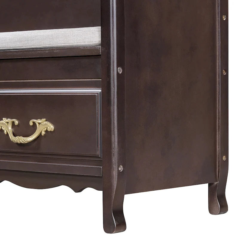 Banc de rangement pour entrée avec coussin amovible