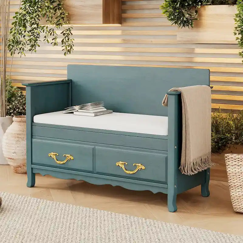 Banc de rangement pour entrée avec coussin amovible