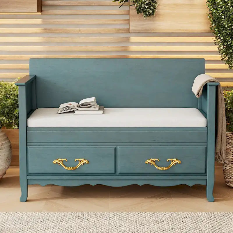 Banc de rangement pour entrée avec coussin amovible