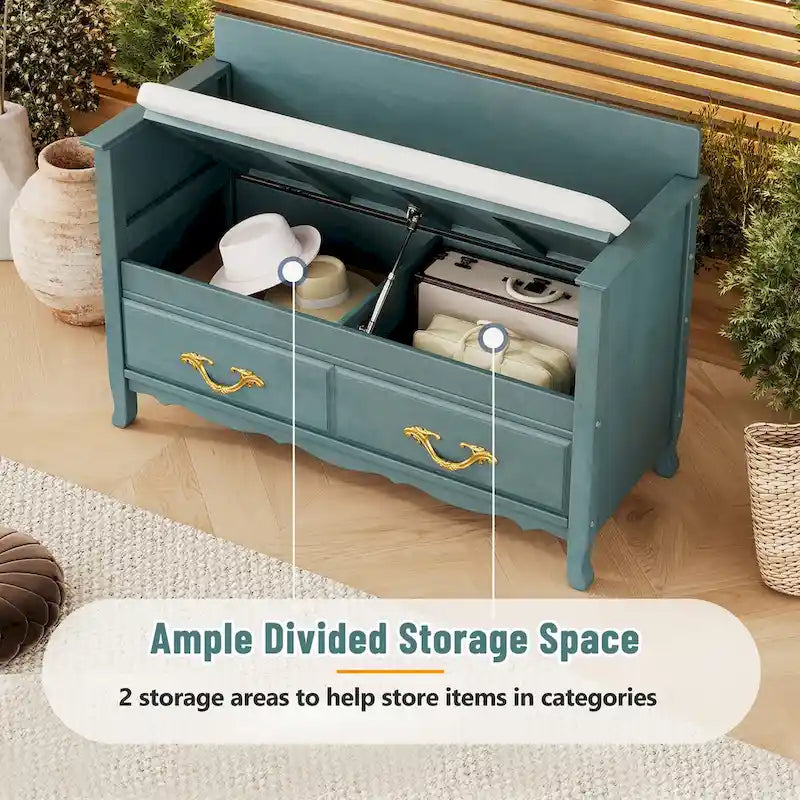 Banc de rangement pour entrée avec coussin amovible