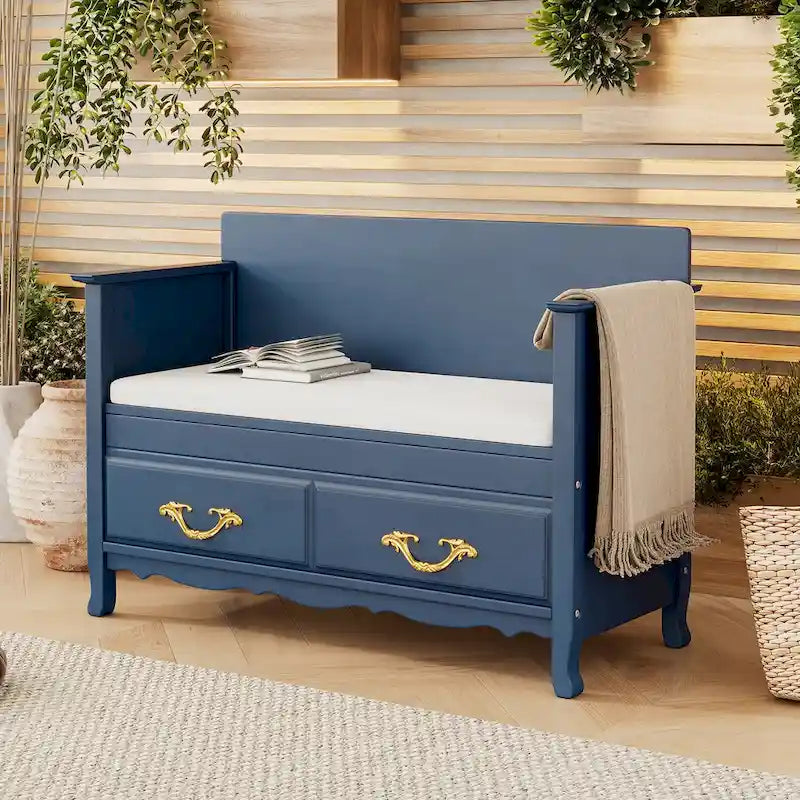 Banc de rangement pour entrée avec coussin amovible