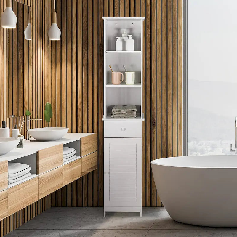 Meuble Colonne de Rangement Salle de Bain Autonome avec Étagères Ouvertes
