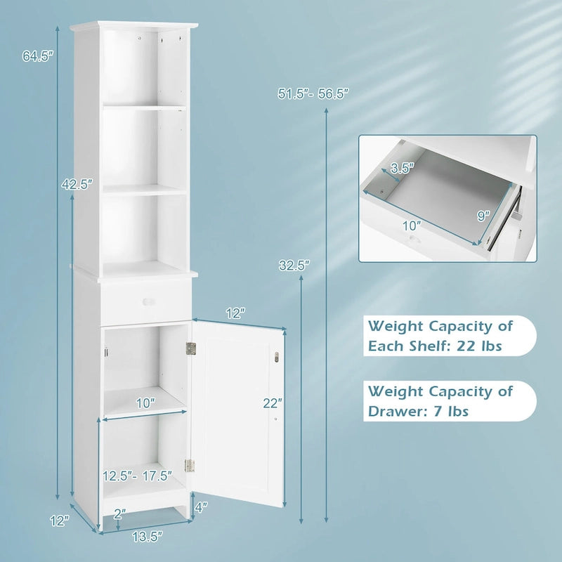Meuble Colonne de Rangement Salle de Bain Autonome avec Étagères Ouvertes