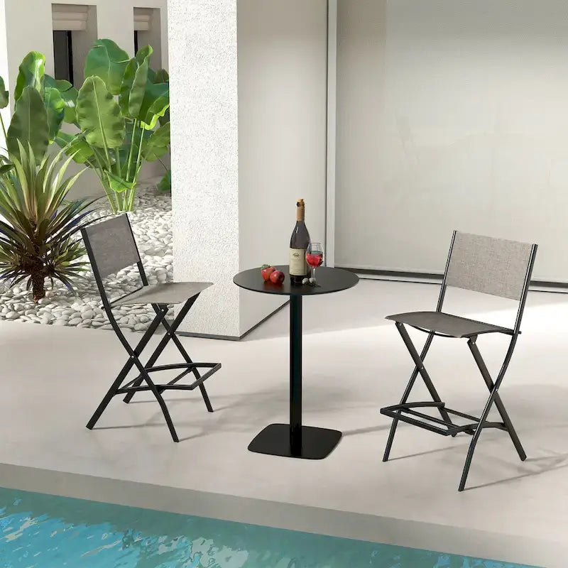 Chaise de bar pliante de patio avec dossier