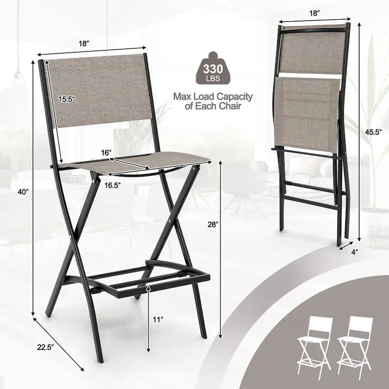 Chaise de bar pliante de patio avec dossier