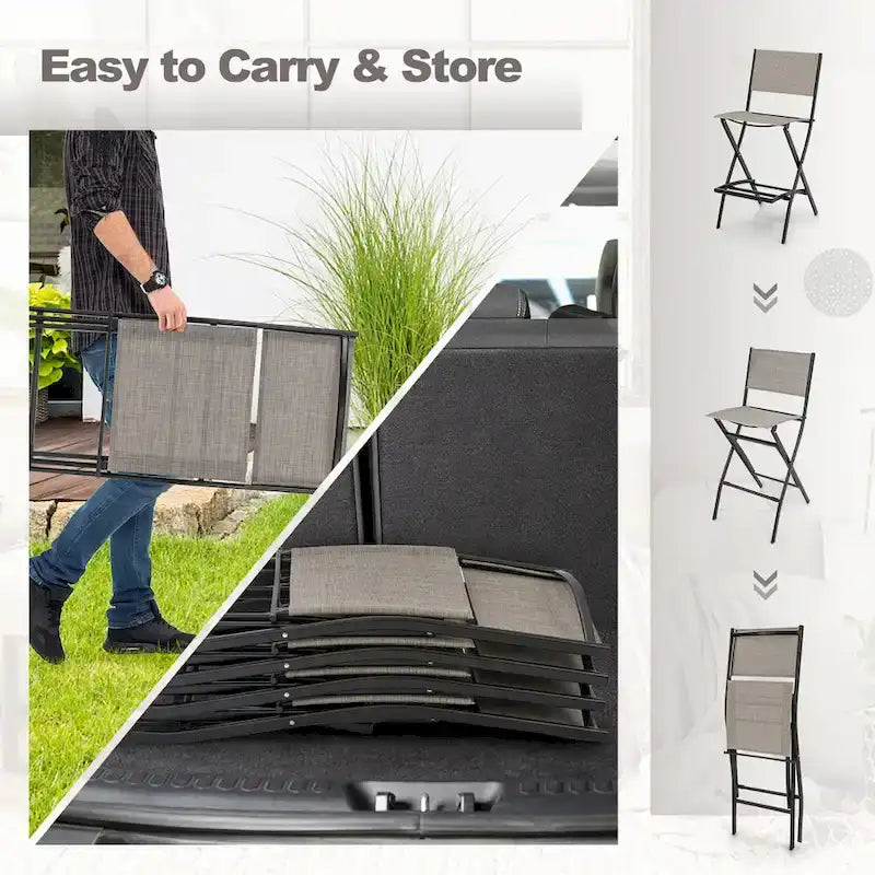 Chaise de bar pliante de patio avec dossier