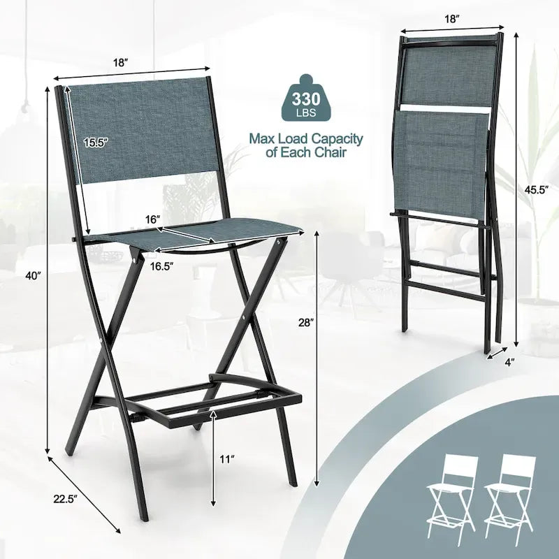 Chaise de bar pliante de patio avec dossier