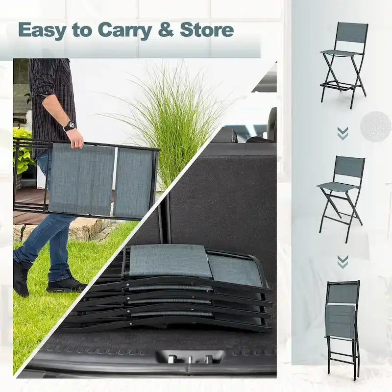 Chaise de bar pliante de patio avec dossier
