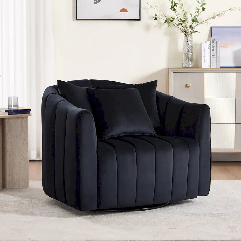 Fauteuil d'appoint pivotant en velours moderne