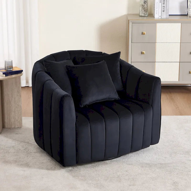 Fauteuil d'appoint pivotant en velours moderne