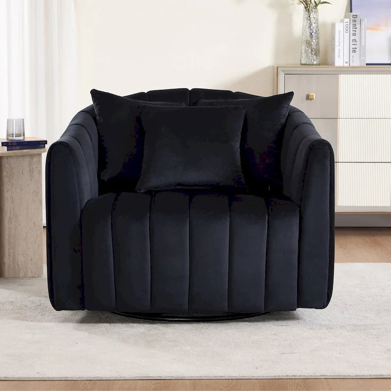 Fauteuil d'appoint pivotant en velours moderne