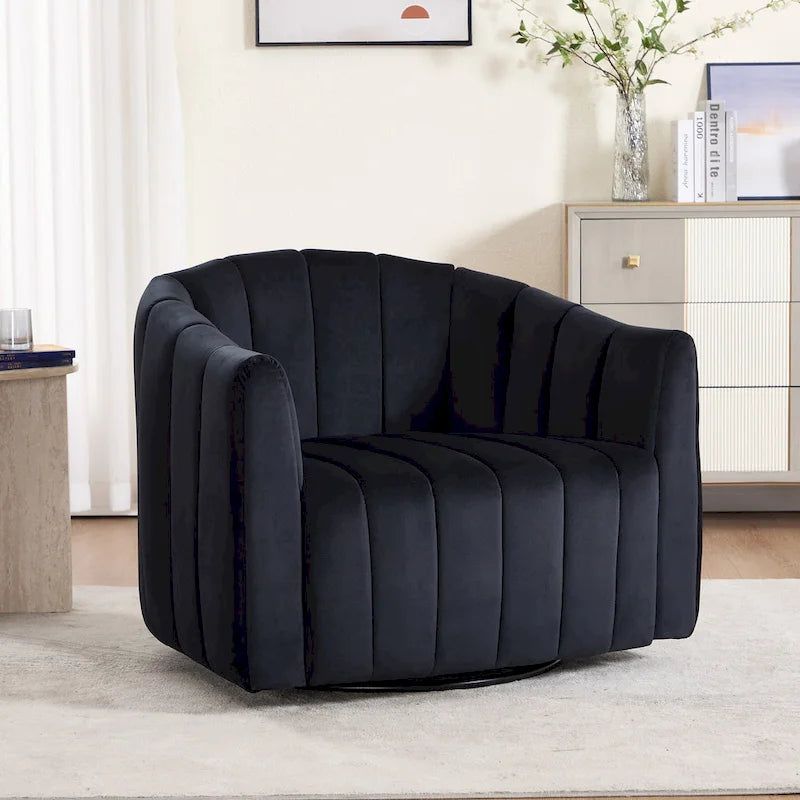 Fauteuil d'appoint pivotant en velours moderne