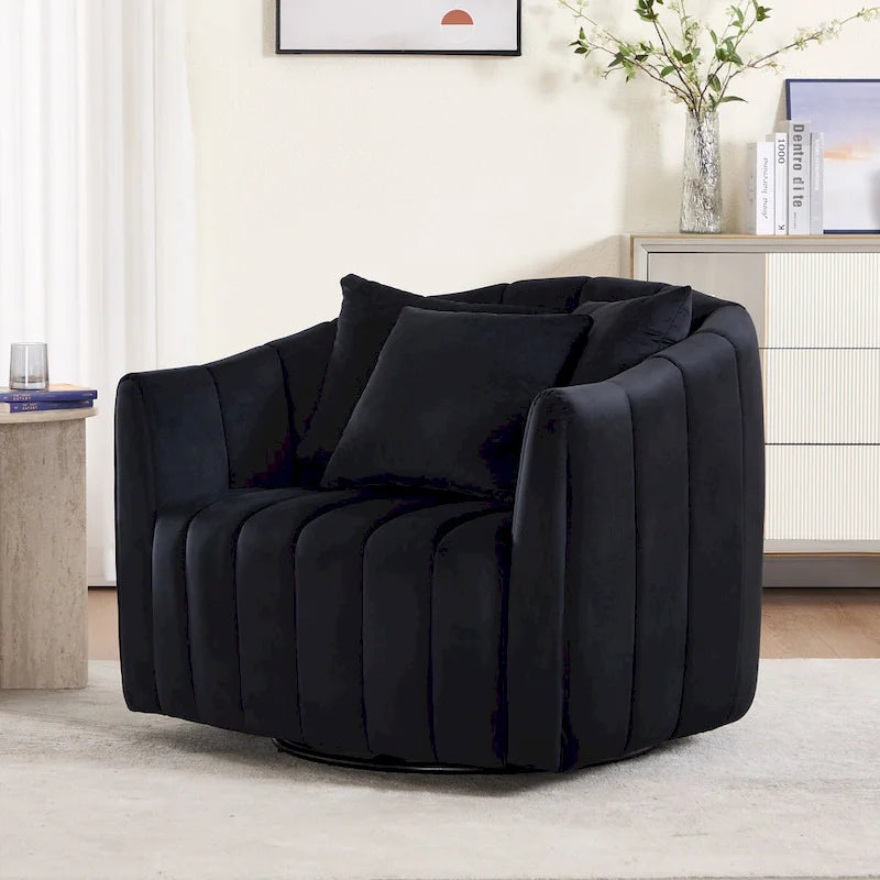 Fauteuil d'appoint pivotant en velours moderne