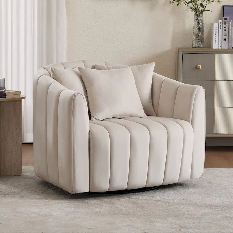 Fauteuil d'appoint pivotant en velours moderne