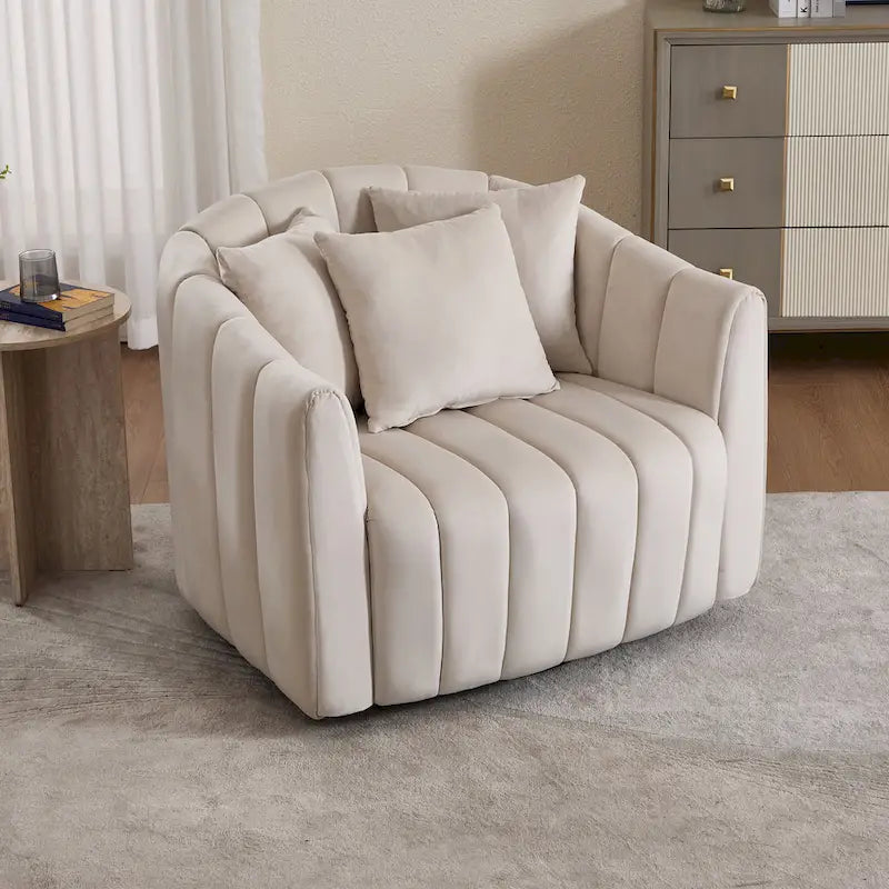 Fauteuil d'appoint pivotant en velours moderne