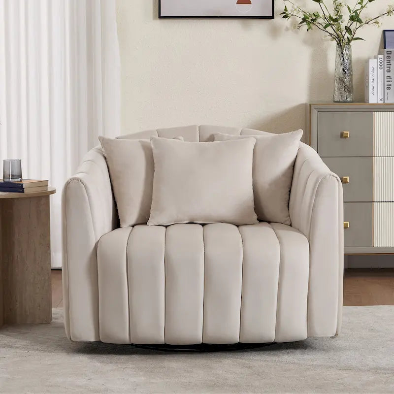 Fauteuil d'appoint pivotant en velours moderne