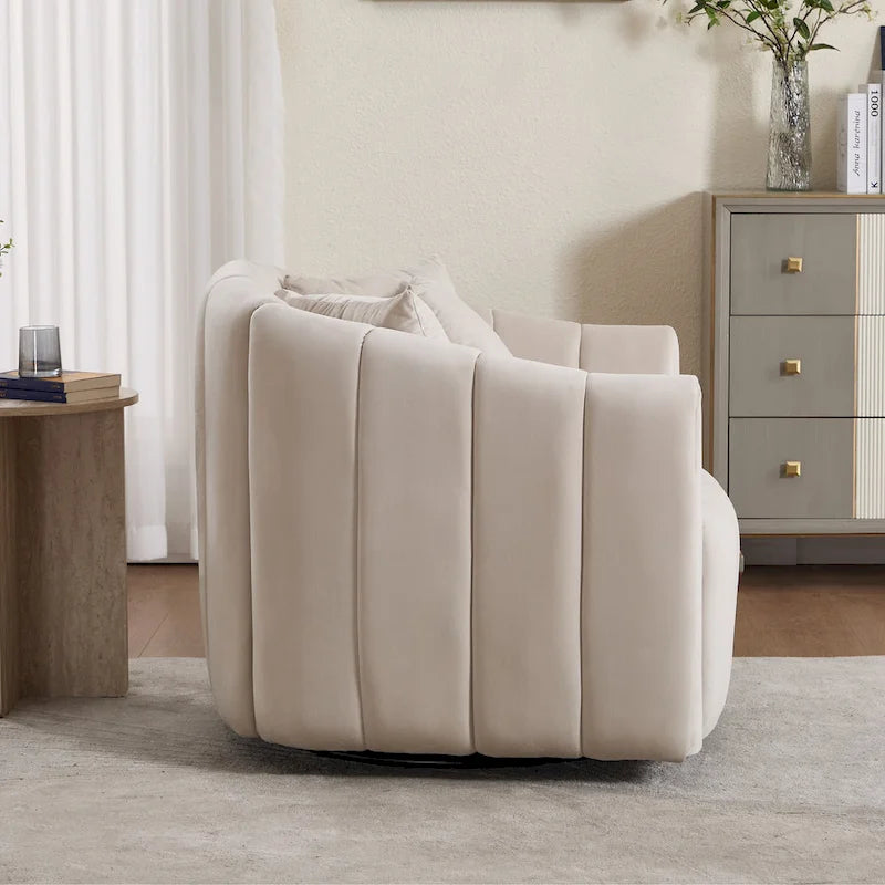 Fauteuil d'appoint pivotant en velours moderne