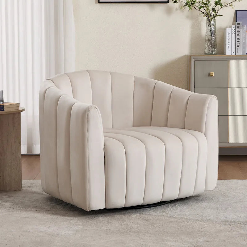 Fauteuil d'appoint pivotant en velours moderne