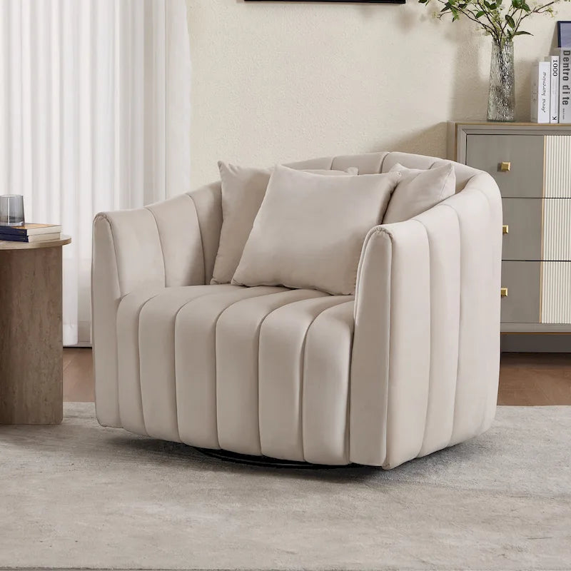 Fauteuil d'appoint pivotant en velours moderne