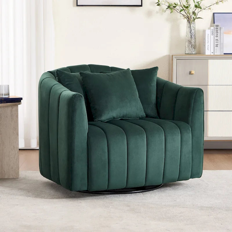 Fauteuil d'appoint pivotant en velours moderne