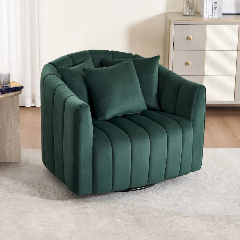 Fauteuil d'appoint pivotant en velours moderne
