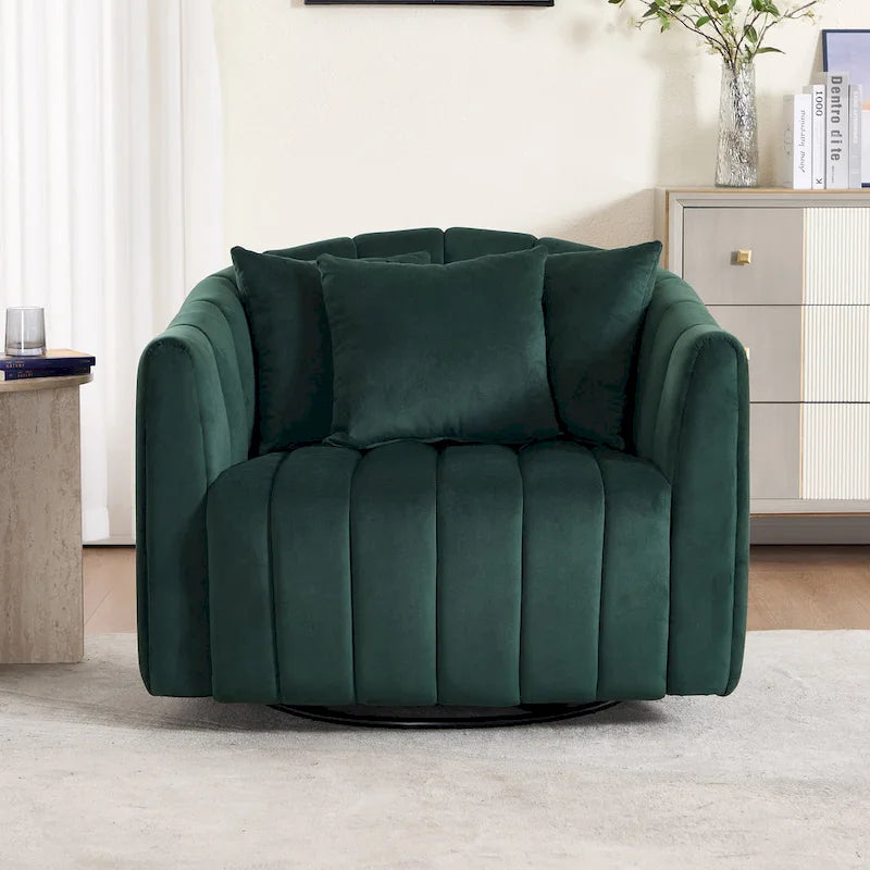 Fauteuil d'appoint pivotant en velours moderne