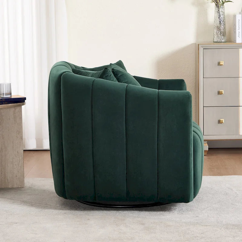 Fauteuil d'appoint pivotant en velours moderne