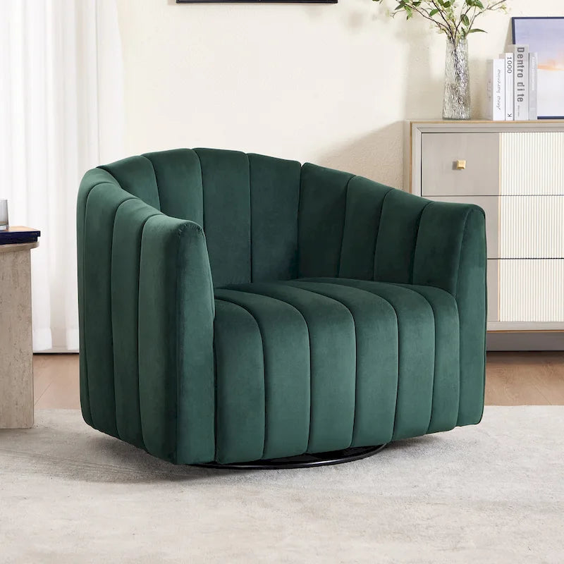 Fauteuil d'appoint pivotant en velours moderne