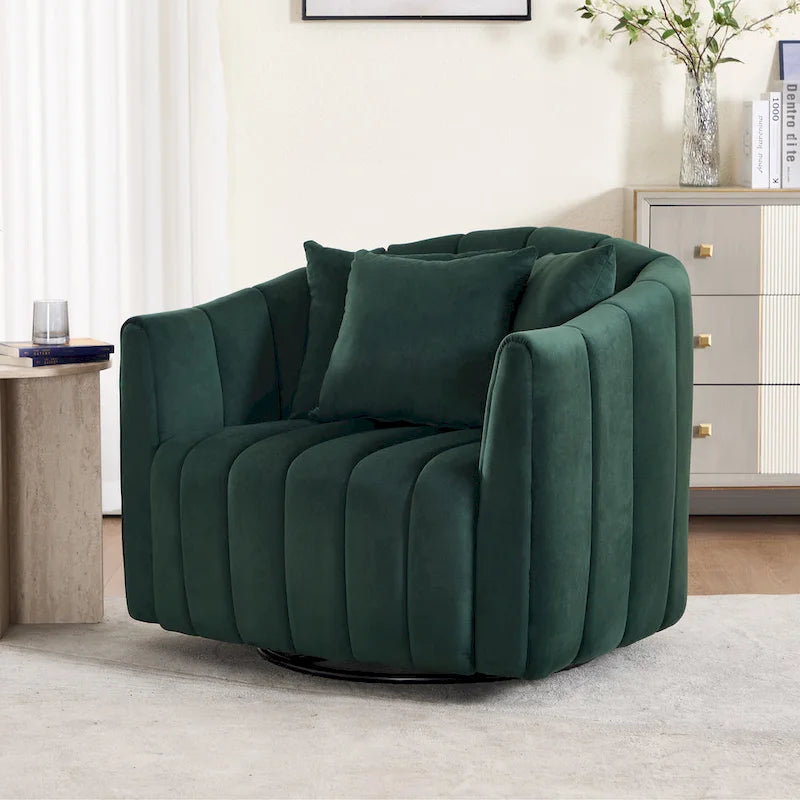 Fauteuil d'appoint pivotant en velours moderne