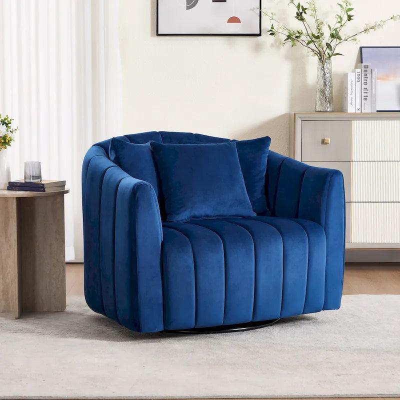 Fauteuil d'appoint pivotant en velours moderne