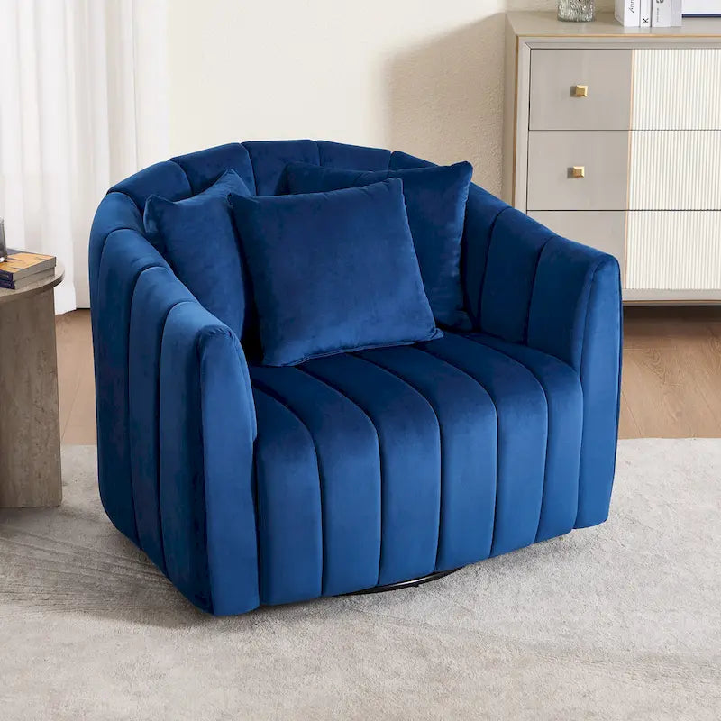 Fauteuil d'appoint pivotant en velours moderne