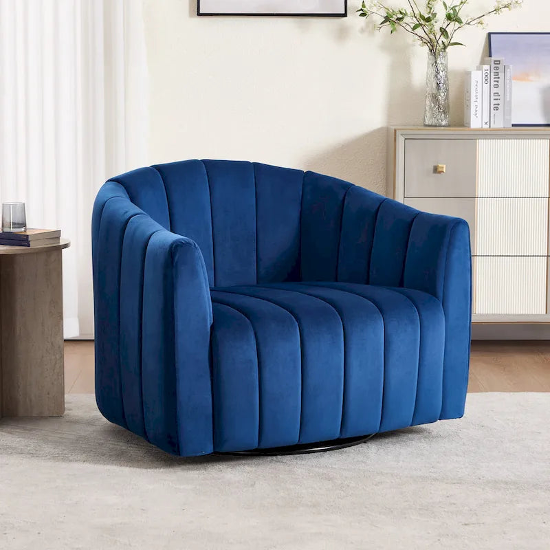 Fauteuil d'appoint pivotant en velours moderne