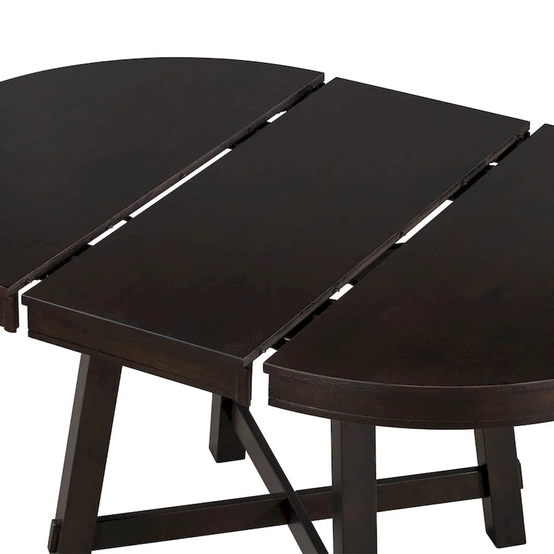 Table de salle à manger ronde extensible de style ferme avec rallonge