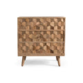 Commode à 3 tiroirs en bois de manguier fabriquée à la main, style Mid-Century Modern