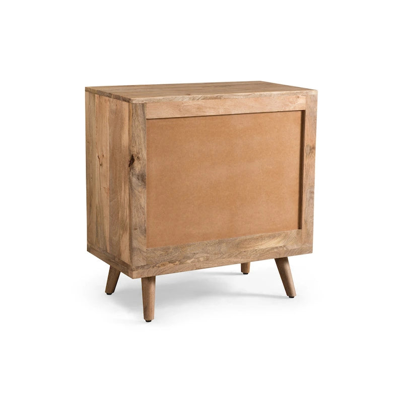 Commode à 3 tiroirs en bois de manguier fabriquée à la main, style Mid-Century Modern